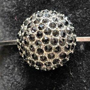 Vintage Silver Dome with Small Black Stones Hook Bangle